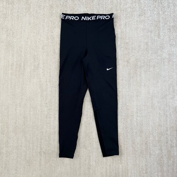 Nike Pro Dri Fit Black Cropped Mesh Panel Leggings S - Picture 1 of 10